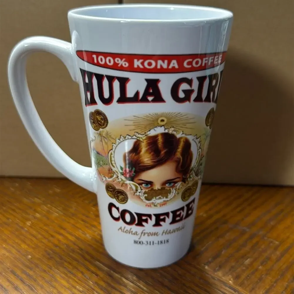 NWT Hula Girl Coffee Hawaii White Latte Coffee Mug 17 Ounces - Picture 1 of 6